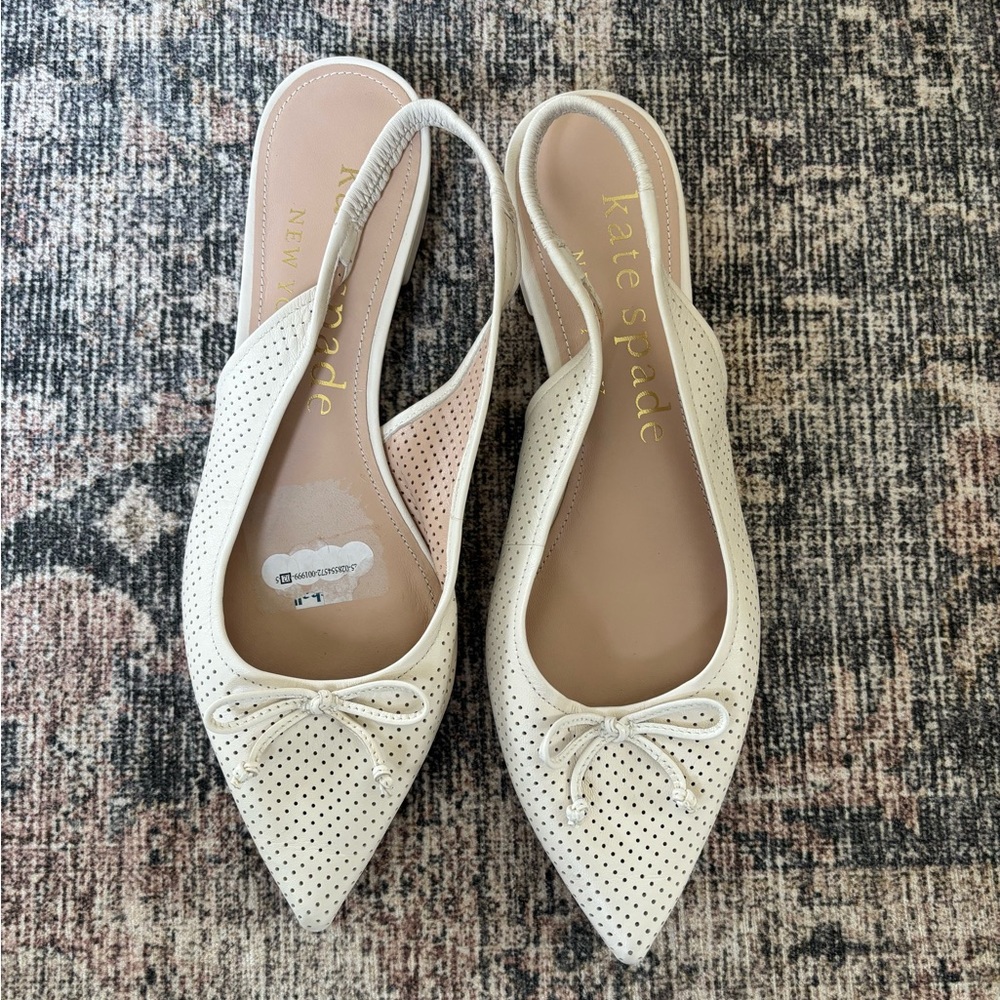 Kate Spade Cream Perforated Slingback flats